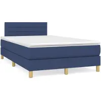 vidaXL Lit boxspring avec matelas bleu 120x200 cm Tissu