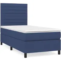 vidaXL Lit boxspring avec matelas bleu 100x200 cm Tissu