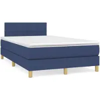 vidaXL Lit boxspring avec matelas bleu 120x200 cm Tissu