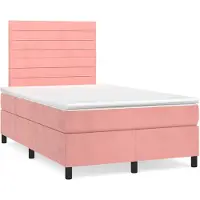 vidaXL Lit boxspring avec matelas rose 120x200 cm velours