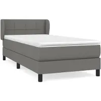 vidaXL Lit boxspring avec matelas gris foncé 90x200 cm Tissu