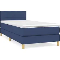 vidaXL Lit boxspring avec matelas bleu 90x200 cm Tissu