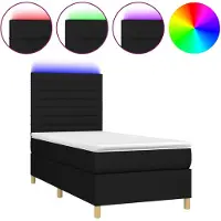 vidaXL Lit Boxspring avec matelas & LED Noir 100x200 cm Tissu