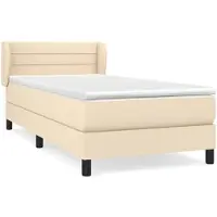 vidaXL Lit boxspring avec matelas Crème 90x190 cm Tissu