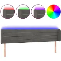 vidaXL Tête de lit LED gris foncé 183x16x78/88 cm velours