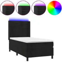vidaXL Lit boxspring avec matelas & LED noir 80x200 cm velours