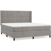 vidaXL Lit boxspring avec matelas gris clair 160x200 cm velours