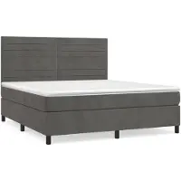 vidaXL Lit boxspring avec matelas gris foncé 160x200 cm velours