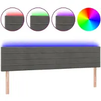 vidaXL Tête de lit LED gris foncé 180x5x78/88 cm velours