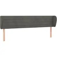 vidaXL Tête de lit avec oreilles gris foncé 183x23x78/88 cm velours