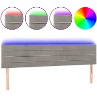vidaXL Tête de lit LED gris clair 200x5x78/88 cm velours