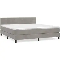 vidaXL Lit boxspring avec matelas gris clair 160x200 cm velours