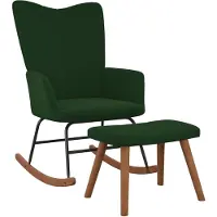 vidaXL Chaise à bascule avec repose-pied Vert foncé Velours