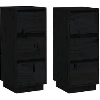 vidaXL Sideboards 2 pcs. noir 32x34x75 cm pin massif