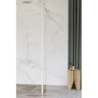 FortiFura Galeria Paroi latérale - 30x200cm - verre clair - 8mm - avec profilé d'angle - Blanc mat SW797909 / SW541264