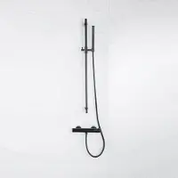 FortiFura Calvi Ensemble de douche barre curseur avec douchette stick, flexible en métal et robinet de douche Noir mat SW767488/SW496811/SW706203/SW377839