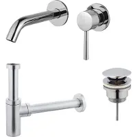 FortiFura Calvi Slim Kit mitigeur lavabo - robinet encastrable - bonde clic clac - siphon design - Chrome brillant SW377814/SW696203/SW696214