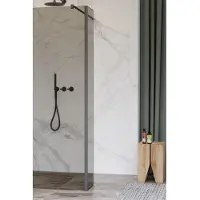FortiFura Galeria Paroi latérale - 30x200cm - verre fumé - 8mm - avec profilé d'angle - Gunmetal brossé SW797930 / SW798732