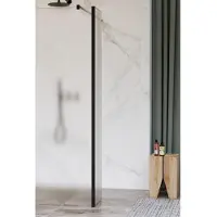 FortiFura Galeria Paroi latérale - 40x200cm - verre satiné - 8mm - avec profilé d'angle - Noir mat SW797921 / SW358025