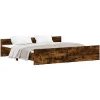 vidaXL Cadre de lit avec tête et pied de lit en chêne fumé 180x200 cm