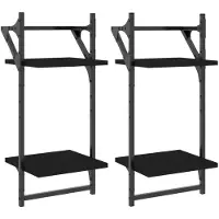 vidaXL Étagères murales à 2 niveaux avec barres 2 pcs noir 30x25x65 cm