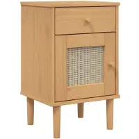 vidaXL Table de chevet SENJA aspect de rotin marron bois de pin massif