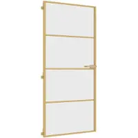 vidaXL Porte intérieure mince Golden 93x201,5 cm verre trempé et aluminium