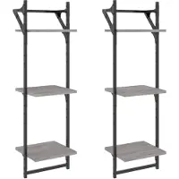 vidaXL Étagères murales à 3 niveaux avec barres 2 pcs sonoma gris