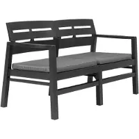 vidaXL Banc de jardin 2 places avec coussins Anthracite 133 cm plastique