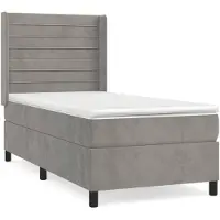 vidaXL Lit boxspring avec matelas gris clair 80x200 cm velours