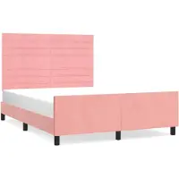 vidaXL Cadre de lit avec tête de lit rose 140x200 cm velours