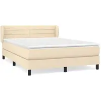 vidaXL Lit Boxspring avec matelas Crème 140x190 cm Tissu