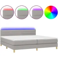 vidaXL Lit boxspring avec matelas & LED gris clair 200x200 cm Tissu