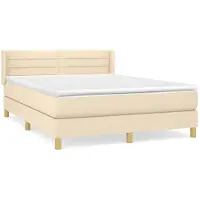 vidaXL Lit boxspring avec matelas Crème 140x200 cm Tissu