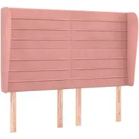 vidaXL Tête de lit avec oreilles rose 147x23x118/128 cm velours