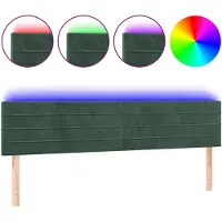 vidaXL LED Tête de lit vert foncé 200x5x78/88 cm velours