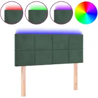 vidaXL LED Tête de lit vert foncé 100x5x78/88 cm velours