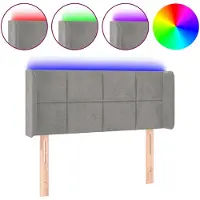 vidaXL Tête de lit LED gris clair 93x16x78/88 cm velours