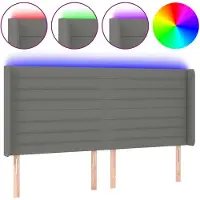 vidaXL Tête de lit LED gris foncé 183x16x118/128 cm Tissu