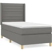 vidaXL Lit boxspring avec matelas gris foncé 100x200 cm Tissu