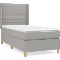 vidaXL Lit boxspring avec matelas gris clair 100x200 cm Tissu