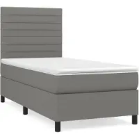vidaXL Lit boxspring avec matelas gris foncé 90x200 cm Tissu