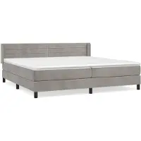 vidaXL Lit boxspring avec matelas gris clair 200x200 cm velours
