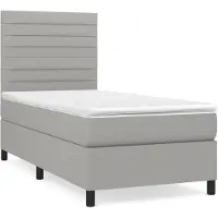 vidaXL Lit boxspring avec matelas gris clair 90x200 cm Tissu