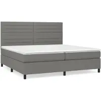 vidaXL Lit boxspring avec matelas gris foncé 200x200 cm Tissu
