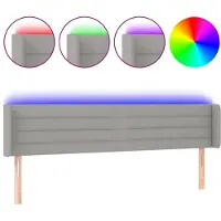 vidaXL Tête de lit LED gris clair 203x16x78/88 cm Tissu