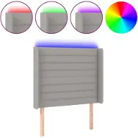 vidaXL Tête de lit LED gris clair 103x16x118/128 cm Tissu