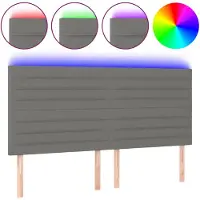 vidaXL Tête de lit LED gris foncé 180x5x118/128 cm Tissu