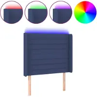 vidaXL Tête de lit LED bleue 93x16x118/128 cm Tissu