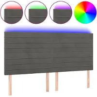 vidaXL Tête de lit LED gris foncé 180x5x118/128 cm velours